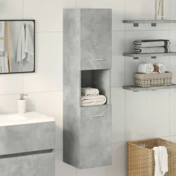 vidaXL badeværelsesskab 30x30x130 cm væghængt konstrueret træ betongrå
