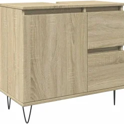 vidaXL badeværelsesskab 65x33x60 cm konstrueret træ sonoma-eg