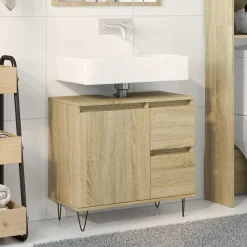 vidaXL badeværelsesskab 65x33x60 cm konstrueret træ sonoma-eg