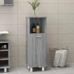 vidaXL badeværelsesskab 30x30x95 cm konstrueret træ grå sonoma-eg