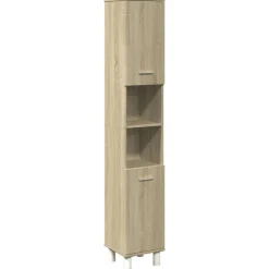 vidaXL badeværelsesskab 30,5x30x179 cm konstrueret træ sonoma-eg