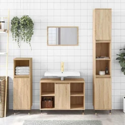 vidaXL badeværelsesskab 80x33x60 cm konstrueret træ sonoma-eg