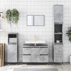 vidaXL badeværelsesskab 80x33x60 cm konstrueret træ betongrå