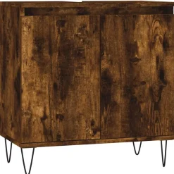 vidaXL badeværelsesskab 58x33x60 cm konstrueret træ røget egetræsfarve