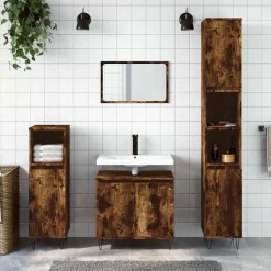 vidaXL badeværelsesskab 58x33x60 cm konstrueret træ røget egetræsfarve
