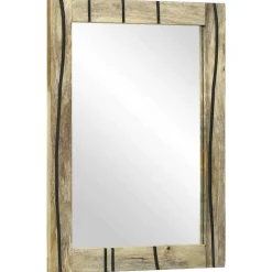 vidaXL Badeværelsesspejl Brun 70 x 50 x 2,5 cm Glas og Solid Mango træ
