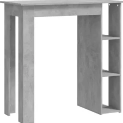 vidaXL barbord med hylde 102x50x103,5 cm konstrueret træ betongrå