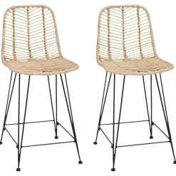 vidaXL Barstol 2 pcs Naturfarvet 44,5 x 54,5 x 97,5 cm Rattan og Jern
