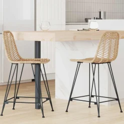 vidaXL Barstol 2 pcs Naturfarvet 44,5 x 54,5 x 97,5 cm Rattan og Jern