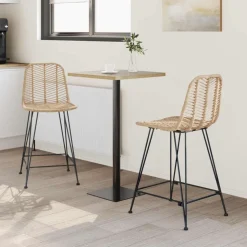 vidaXL Barstol 2 pcs Naturfarvet 44,5 x 54,5 x 97,5 cm Rattan og Jern