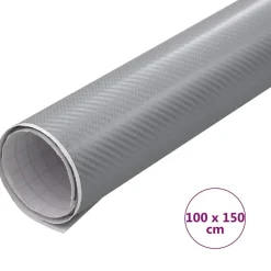 vidaXL bilfolie 100x150 cm 4D sølvfarvet