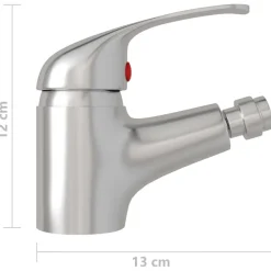 vidaXL blandingsbatteri til bidet 13x12 cm sølvfarvet