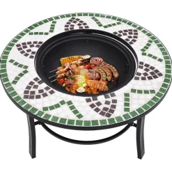 vidaXL bålfad mosaik 68 cm keramik grøn