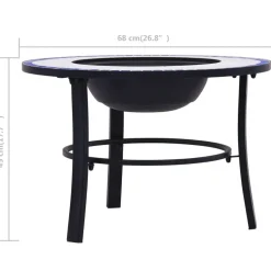 vidaXL bålfad mosaik 68 cm keramik blå og hvid