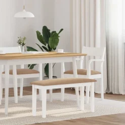 vidaXL bænk 90 cm massivt gummitræ hvid