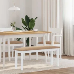 vidaXL bænk 110 cm massivt gummitræ hvid