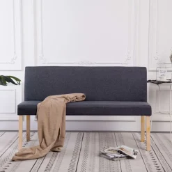 vidaXL bænk 139,5 cm polyester mørkegrå