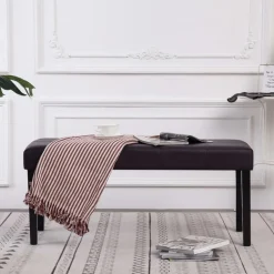 vidaXL bænk i kunstlæder 106 cm brun
