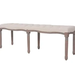 vidaXL bænk lærred massivt træ 150 x 40 x 48 cm cremehvid