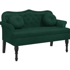 vidaXL bænk med hynder mørkegrøn 120,5x65x75 cm fløjl
