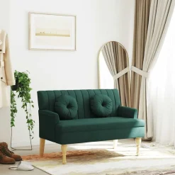 vidaXL bænk med hynder 113x64,5x75,5 cm stof mørkegrøn