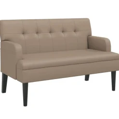 vidaXL bænk med ryglæn 112x65,5x75 cm kunstlæder cappuccinofarvet