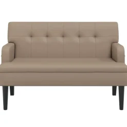vidaXL bænk med ryglæn 112x65,5x75 cm kunstlæder cappuccinofarvet
