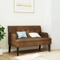 vidaXL bænk med ryglæn 112x65,5x75 cm imiteret ruskind brun