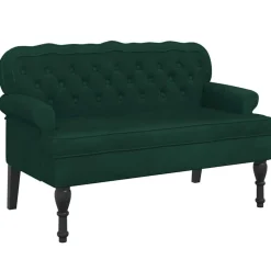 vidaXL bænk med ryglæn 119,5x64,5x75 cm velour mørkegrøn