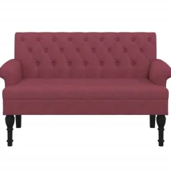 vidaXL bænk med ryglæn 120x62x75,5 cm stof vinrød