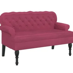 vidaXL bænk med ryglæn 119,5x64,5x75 cm velour vinrød