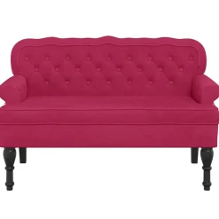vidaXL bænk med ryglæn 119,5x64,5x75 cm velour vinrød