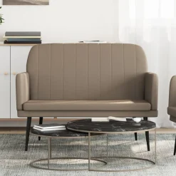 vidaXL bænk 107x80x81 cm kunstlæder cappuccinofarvet