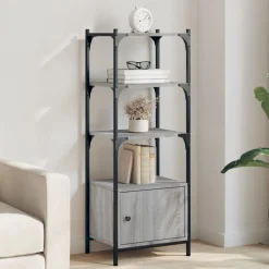 vidaXL bogreol 3 hylder 41x30x109,5 cm konstrueret træ grå sonoma-eg