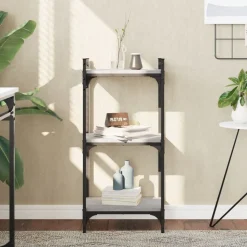 vidaXL bogreol 3 hylder 40x30x86 cm konstrueret træ grå sonoma-eg