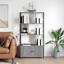 vidaXL Bogreol Grå sonoma-eg 80 x 30 x 155,5 cm Konstrueret træ