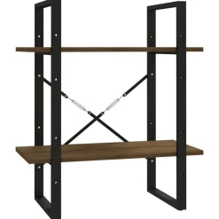 vidaXL bogreol m. 2 hylder 60x30x70 cm konstrueret træ brun egetræ