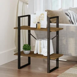 vidaXL bogreol m. 2 hylder 60x30x70 cm konstrueret træ brun egetræ