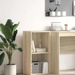 vidaXL bogreol med 2 hylder 40x30x76,5 cm konstrueret træ sonoma-eg