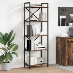 vidaXL Bogreol Røget eg 56 x 34 x 171 cm Konstrueret træ