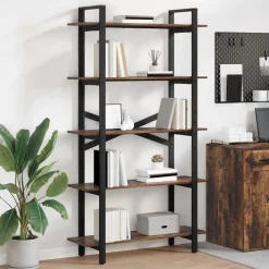 vidaXL Bogreol Røget eg 100 x 33,5 x 178 cm Konstrueret træ