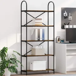 vidaXL Bogreol Røget eg 80 x 30 x 183 cm Konstrueret træ