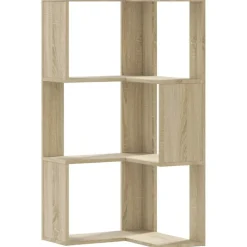 vidaXL bogreol til hjørne 50x50x102 cm 3 hylder konstrueret træ