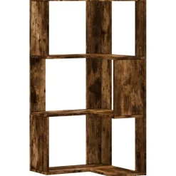 vidaXL bogreol til hjørne 50x50x102cm 3hylder konstrueret træ røget eg