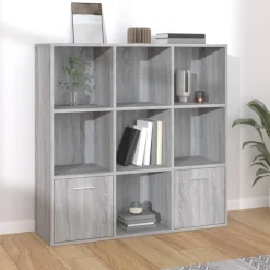 vidaXL bogreol 98x30x98 cm grå sonoma-eg
