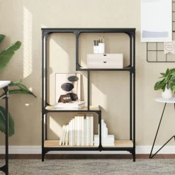 vidaXL bogreol 81x36x115 cm konstrueret træ og jern sonoma-eg