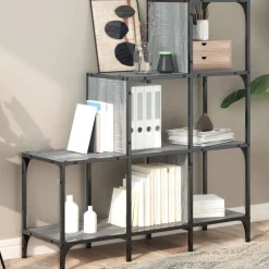 vidaXL bogreol 92x30x102 cm konstrueret træ og metal grå sonoma-eg