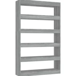 vidaXL bogreol/rumdeler 100x30x166 cm grå sonoma-eg