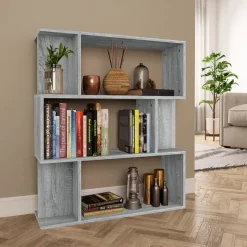 vidaXL bogreol/rumdeler 80x24x96 cm konstrueret træ grå sonoma-eg