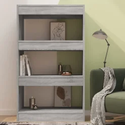 vidaXL bogreol/rumdeler 60x30x103 cm konstrueret træ grå sonoma-eg